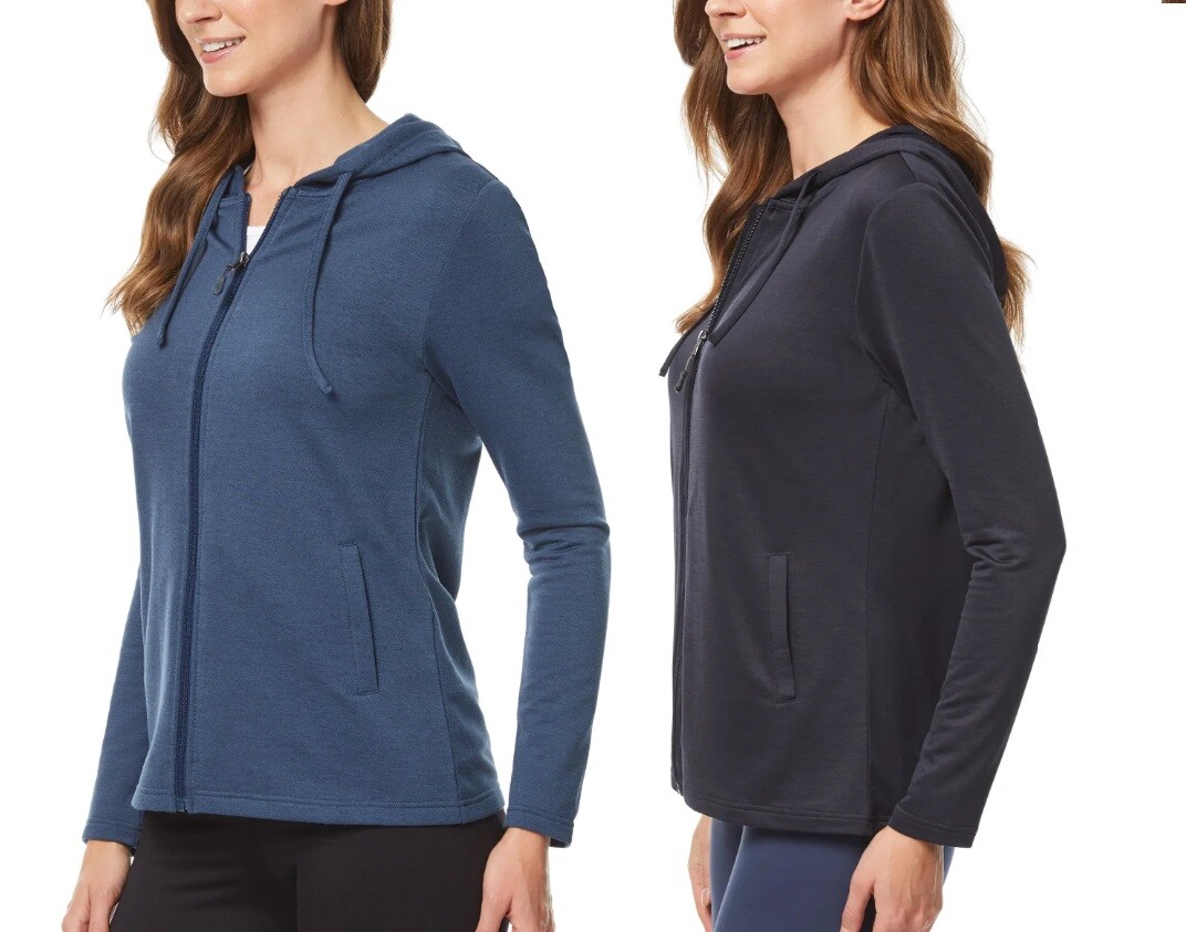 32 Degrees Women's Full Zip Hoodie 2-Pack UPF 40 Lightweight Active Gym Sport 2
