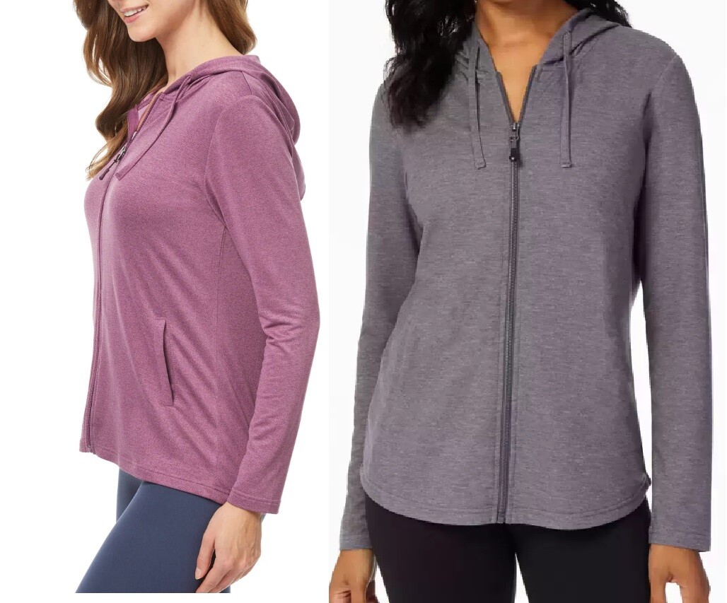 32 Degrees Women's Full Zip Hoodie 2-Pack UPF 40 Lightweight Active Gym Sport 7