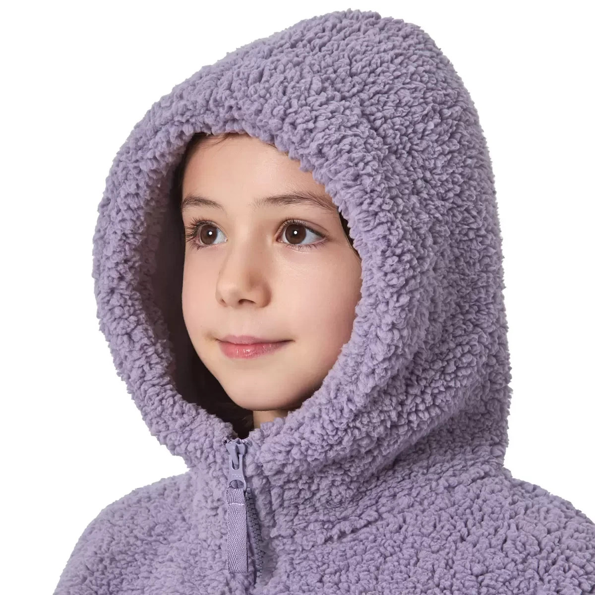 Mondetta Girls Half Zip Sherpa Pullover Hoodie Lilac Pink Beige Youth 5-12 18