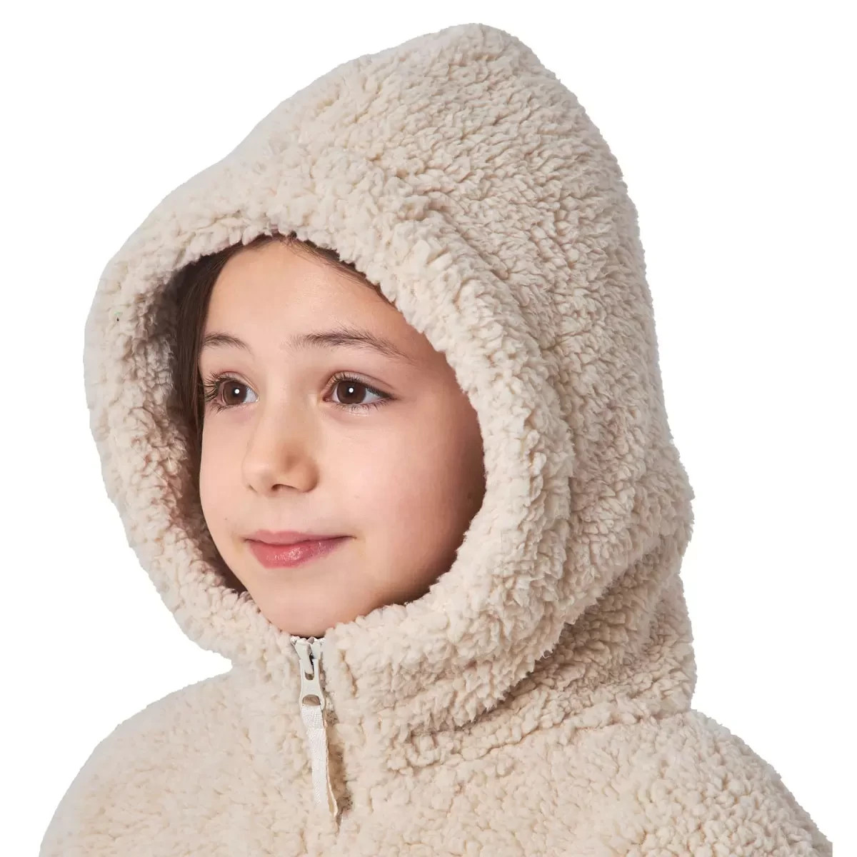Mondetta Girls Half Zip Sherpa Pullover Hoodie Lilac Pink Beige Youth 5-12 6