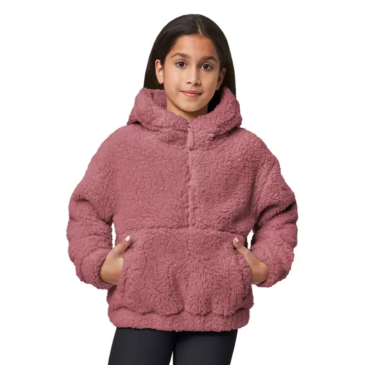 Mondetta Girls Half Zip Sherpa Pullover Hoodie Lilac Pink Beige Youth 5-12 8