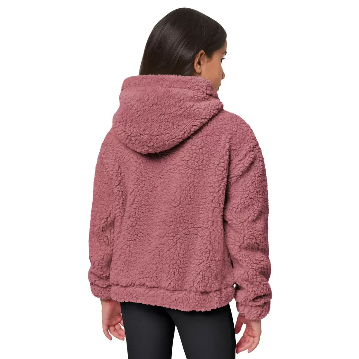 Mondetta Girls Half Zip Sherpa Pullover Hoodie Lilac Pink Beige Youth 5-12 10