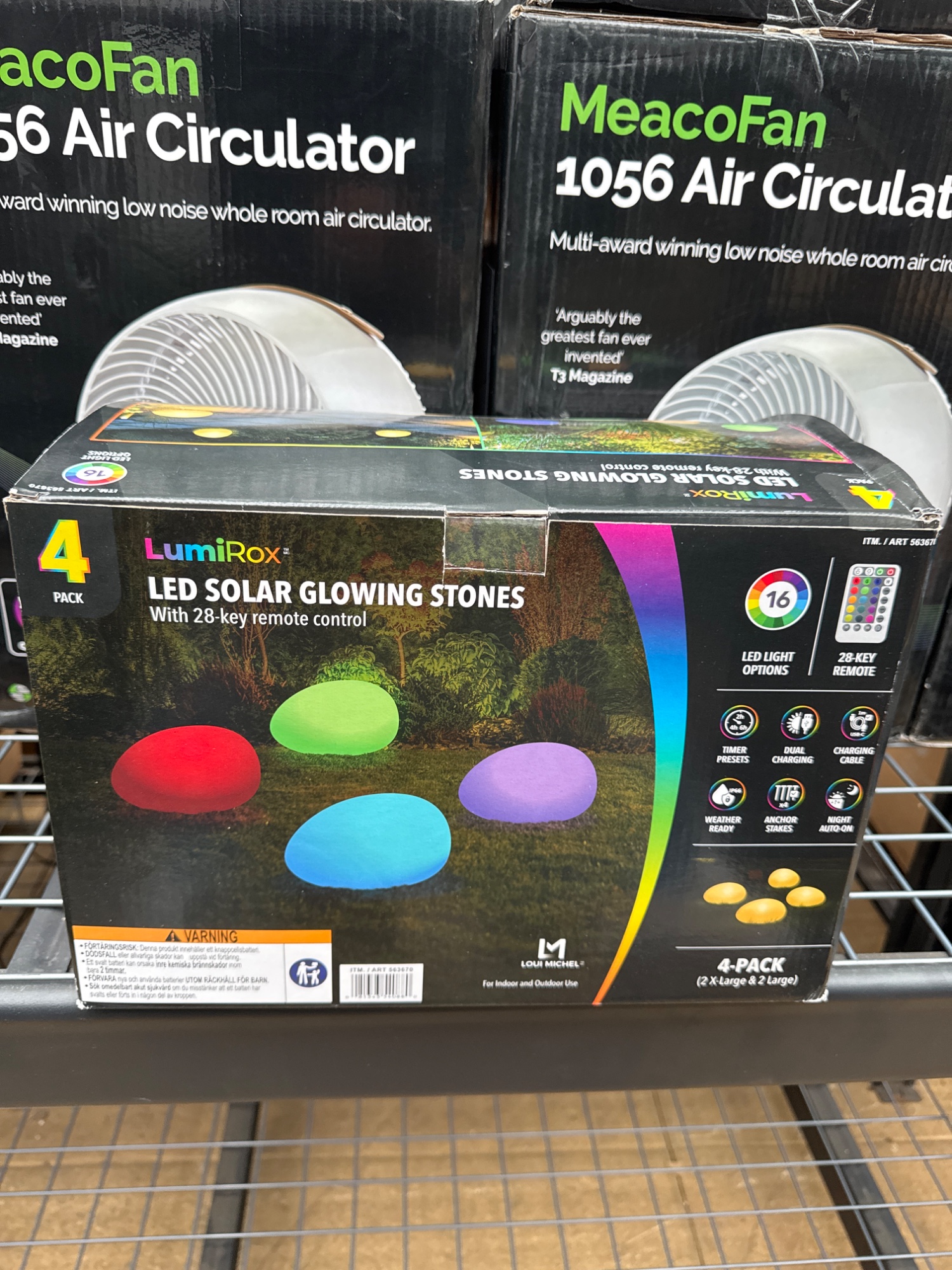 OMT Solar Powered LED Glowing Garden Stones 4 Pack Remote Control Colours 6