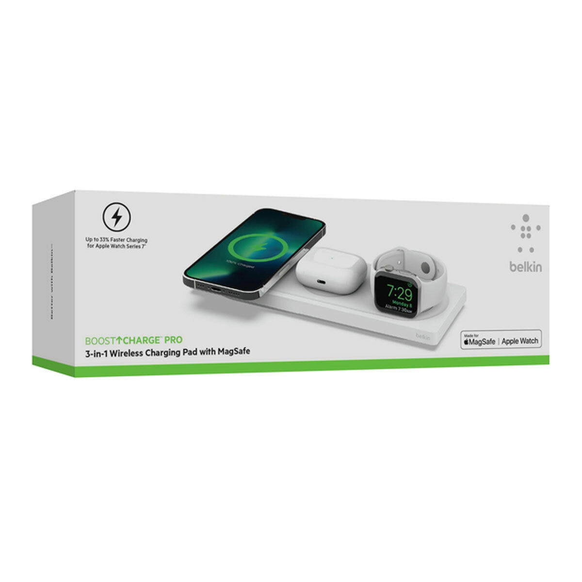Belkin 3-in-1 MagSafe Wireless Charger Pad WIZ016 iPhone Watch AirPods White 3