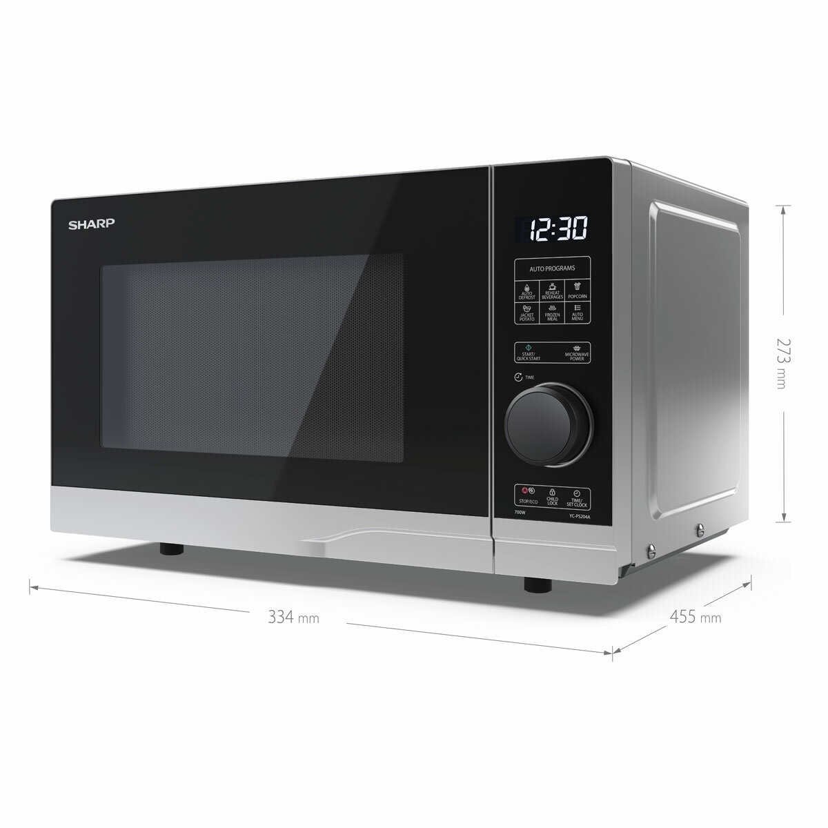 Sharp YC-PS204AU Solo Microwave 700W 20 Litre Digital Silver Defrost 10 Power 2