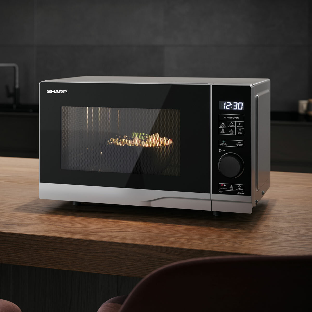 Sharp YC-PS204AU Solo Microwave 700W 20 Litre Digital Silver Defrost 10 Power 4