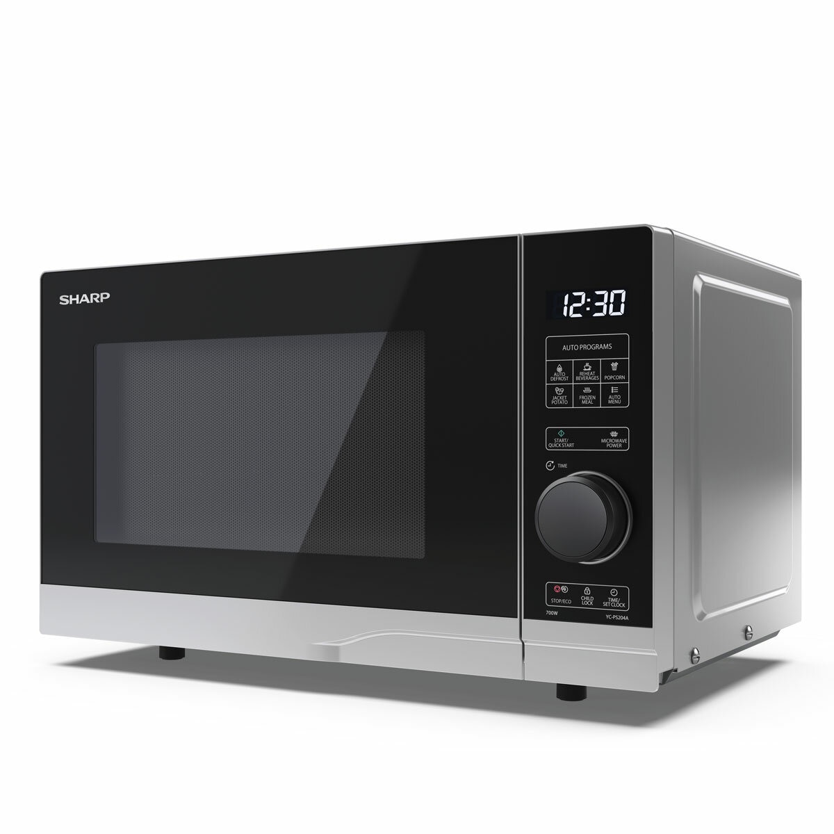 Sharp YC-PS204AU Solo Microwave 700W 20 Litre Digital Silver Defrost 10 Power 5