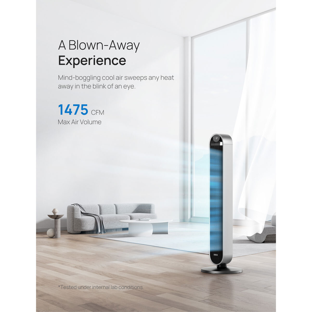 Dreo Pilot Max Smart Tower Fan DR-HTF004S Silver WiFi 12 Speed Oscillating 3