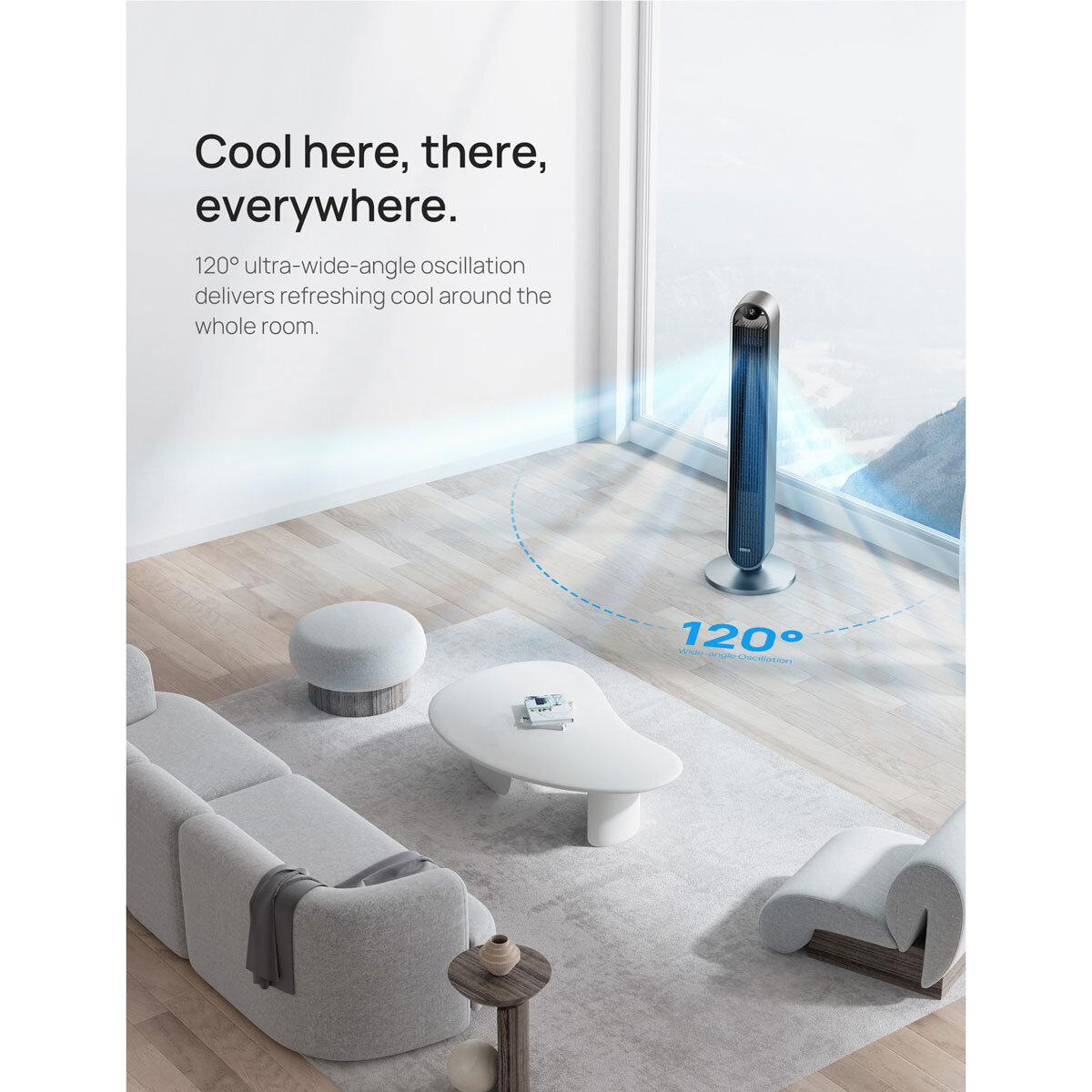 Dreo Pilot Max Smart Tower Fan DR-HTF004S Silver WiFi 12 Speed Oscillating 4