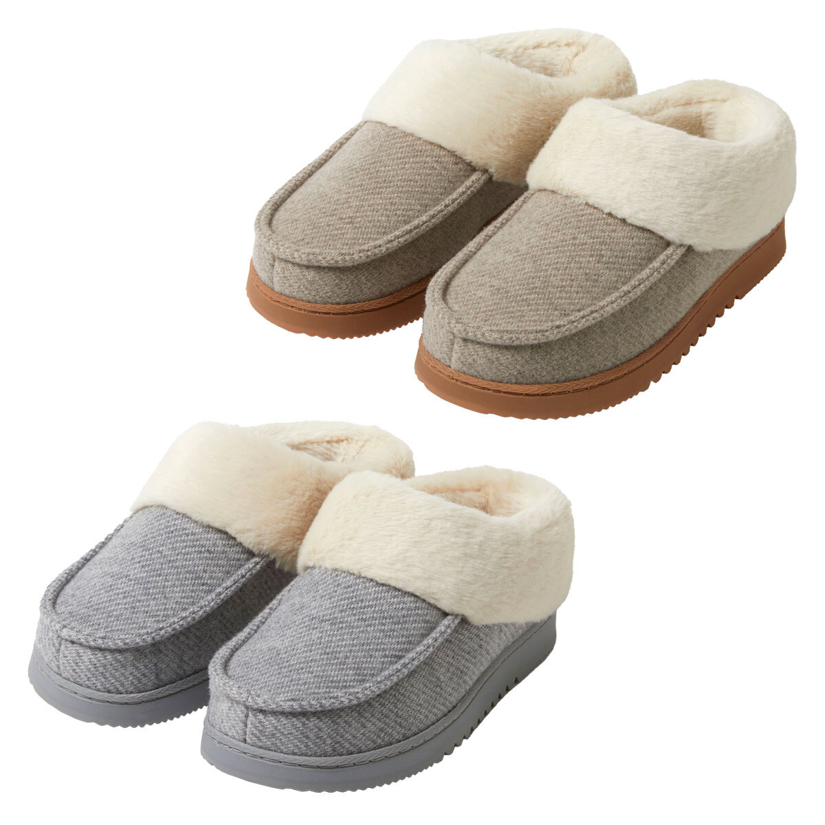 Dearfoams Ladies Felted Toe Clog Slippers Small Meidum Large / Oat & Grey