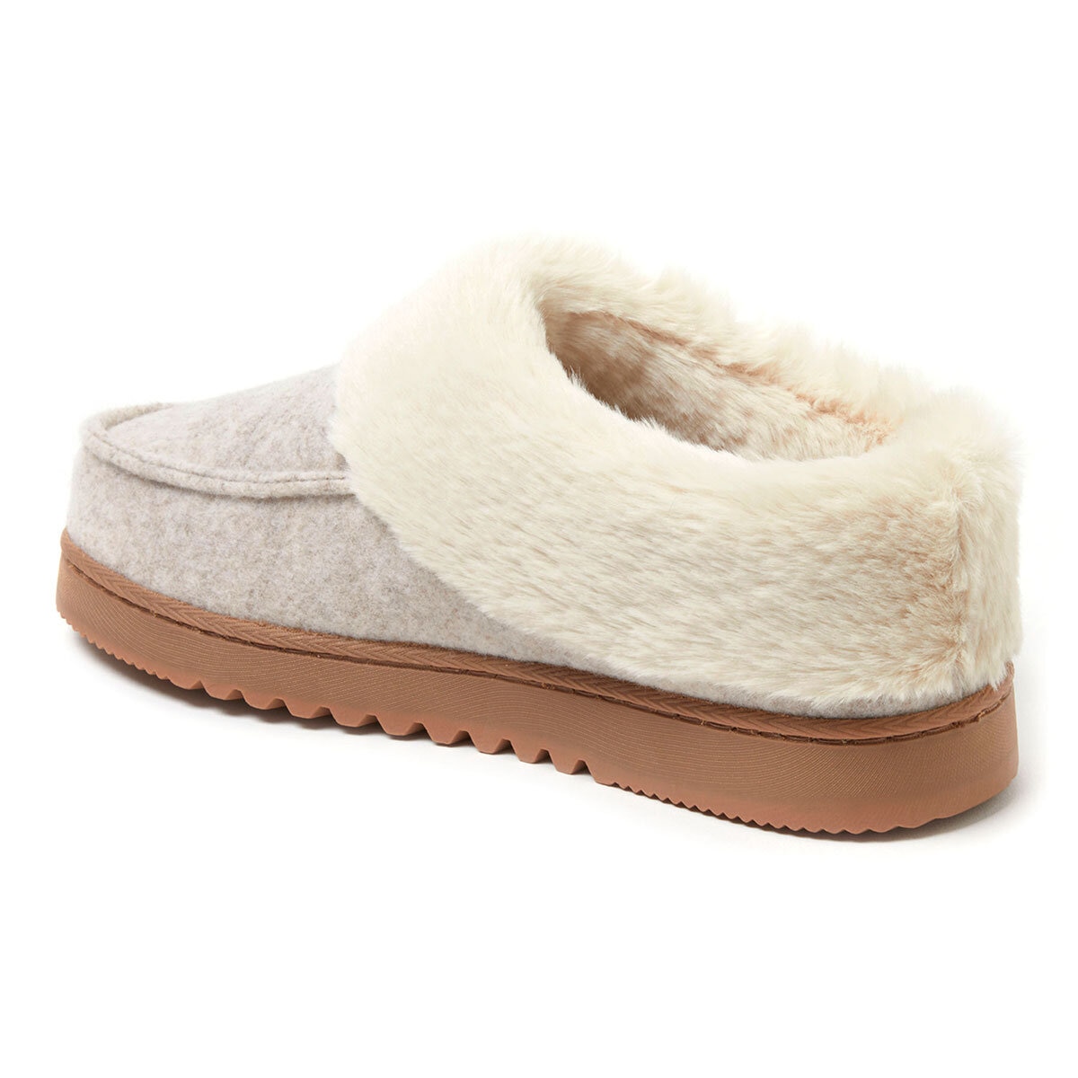 Dearfoams Ladies Felted Toe Clog Slippers Small Meidum Large / Oat & Grey 3