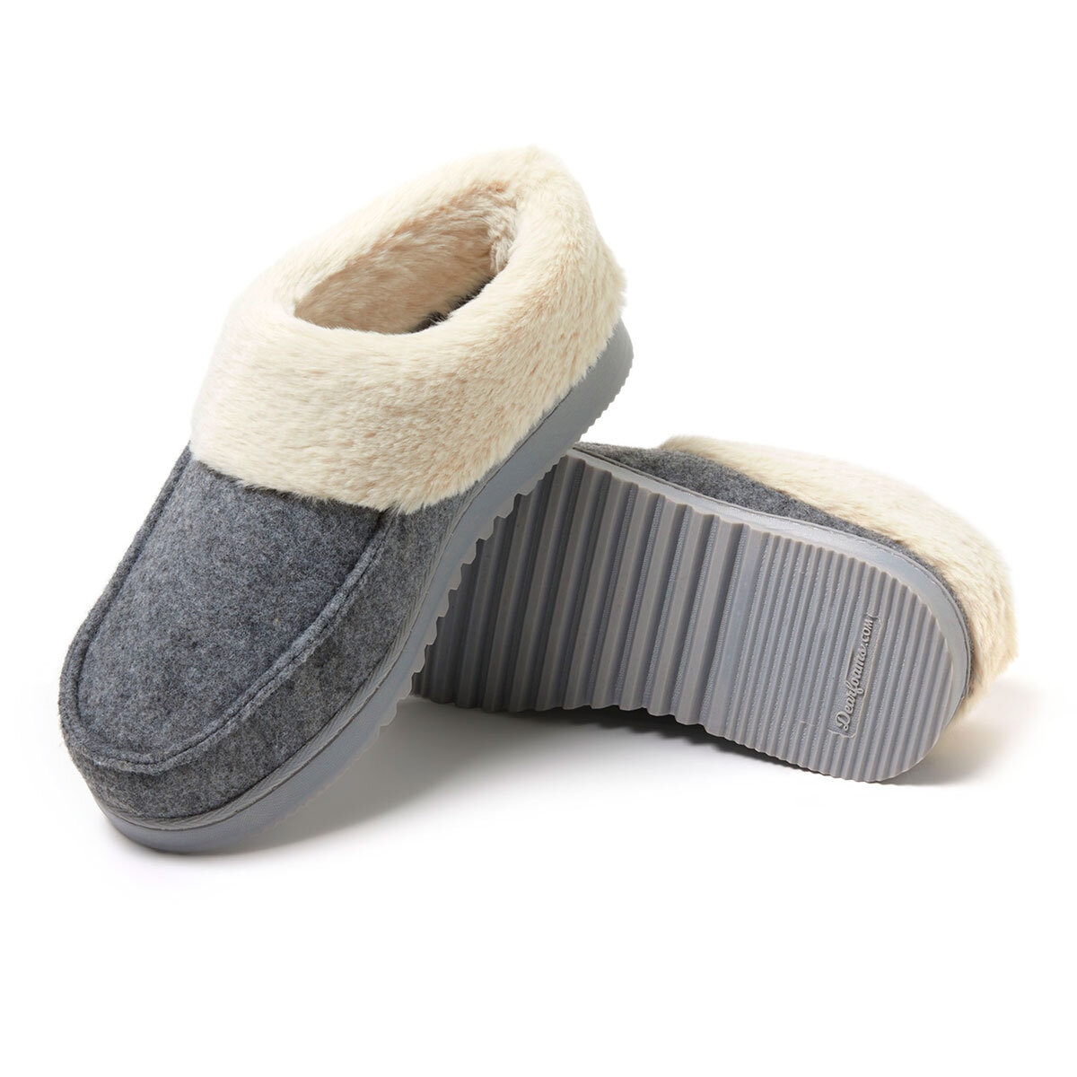 Dearfoams Ladies Felted Toe Clog Slippers Small Meidum Large / Oat & Grey 4