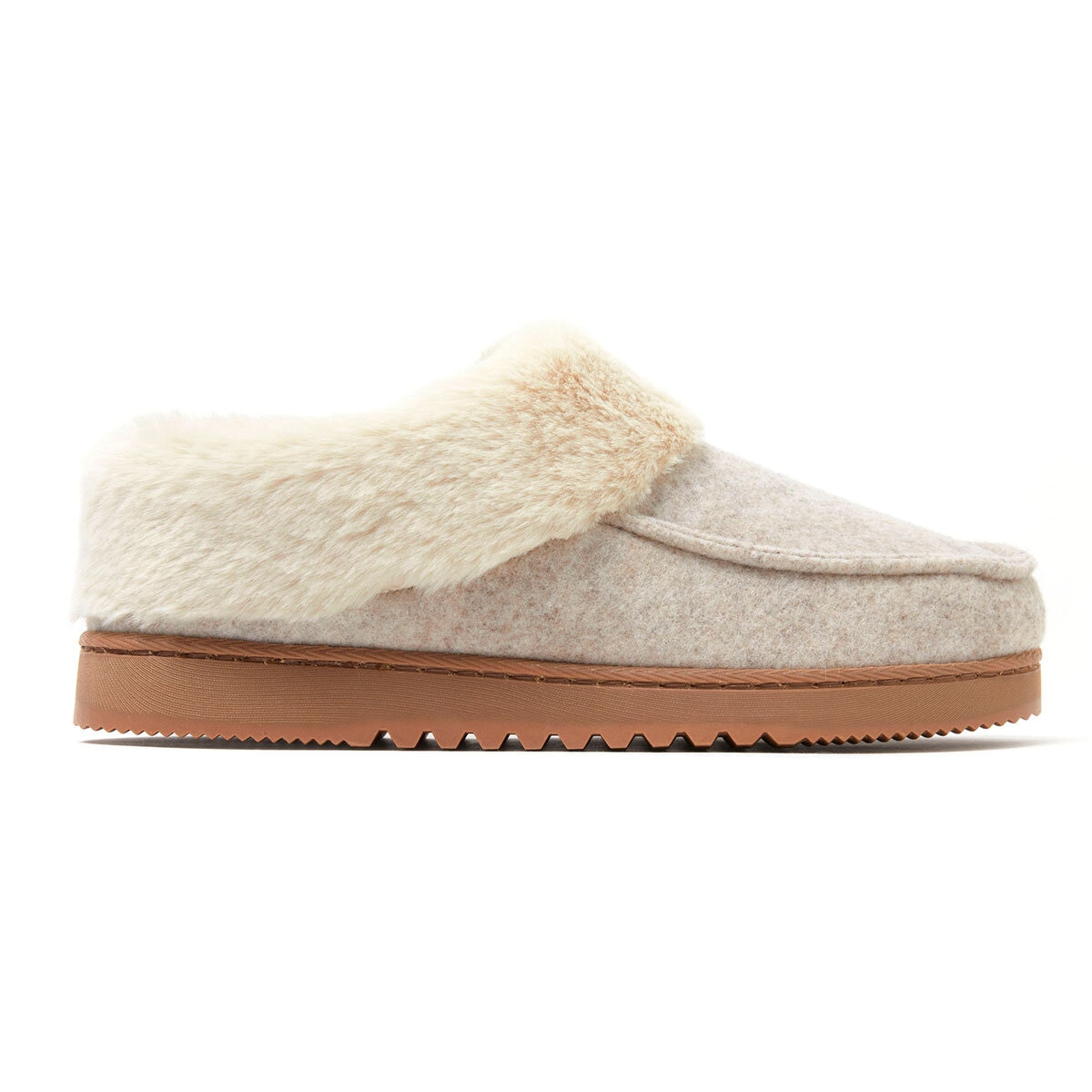 Dearfoams Ladies Felted Toe Clog Slippers Small Meidum Large / Oat & Grey 8