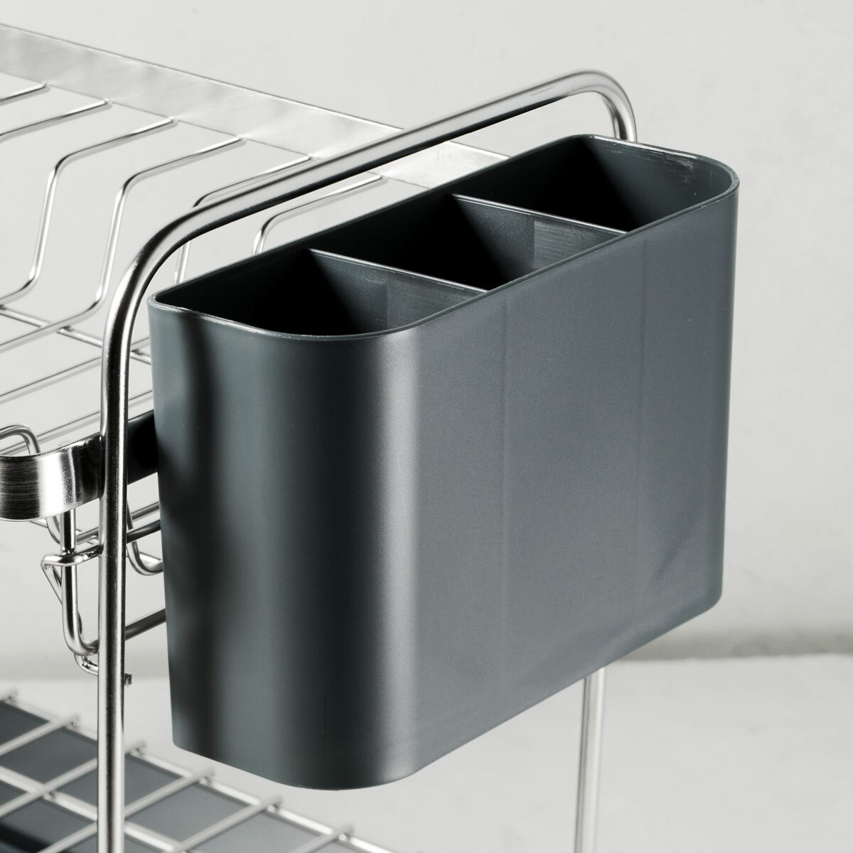 Tramontina 2 Tier Stainless Steel Dish Rack Drainer Drainboard Cup Holder 3
