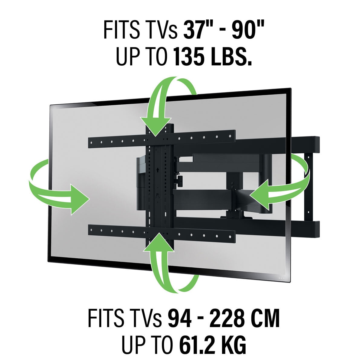 Sanus SLF428-B2 Full Motion TV Wall Mount 37-90 Inch Large Black 61kg VESA 3